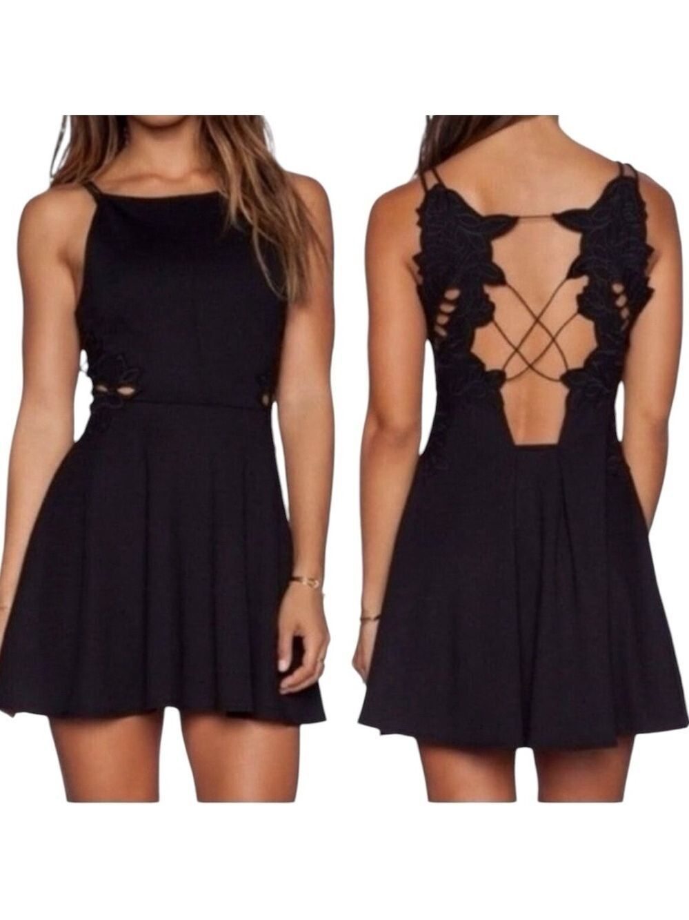Free People Cha Cha Point Like A Dream Dress Size Medium Embroidered Cutouts